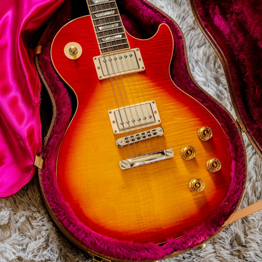 Gibson Les Paul Standard Plus with a real solid figured maple cap, flame wrapping over the carved top edge