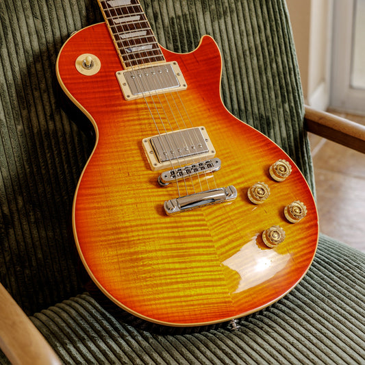 2015 Gibson Les Paul Standard in Heritage Cherry Sunburst photographed front-on at Aeonic Frets