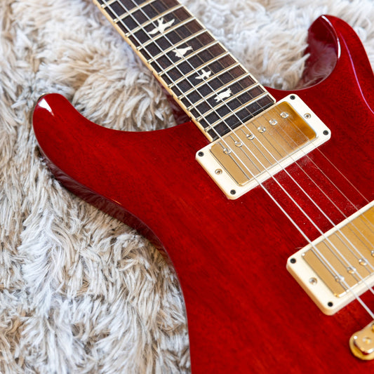 Close-up of the rosewood fretboard and frets on a PRS S2 McCarty 594 Thinline, in stock at Aeonic Frets