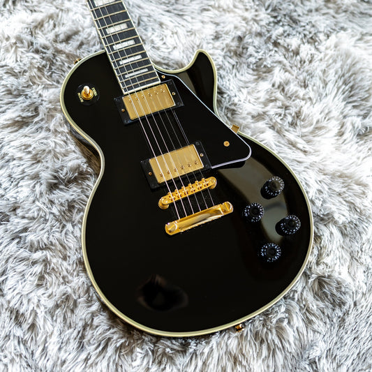 Epiphone Inspired by Gibson Custom Les Paul Custom in Ebony with gold hardware, front view