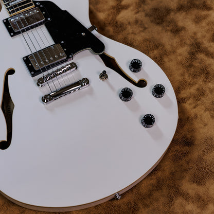 Minty D'Angelico Premier DC Semi-Hollow Double Cutaway with Stop-Bar Tailpiece 2010s - White