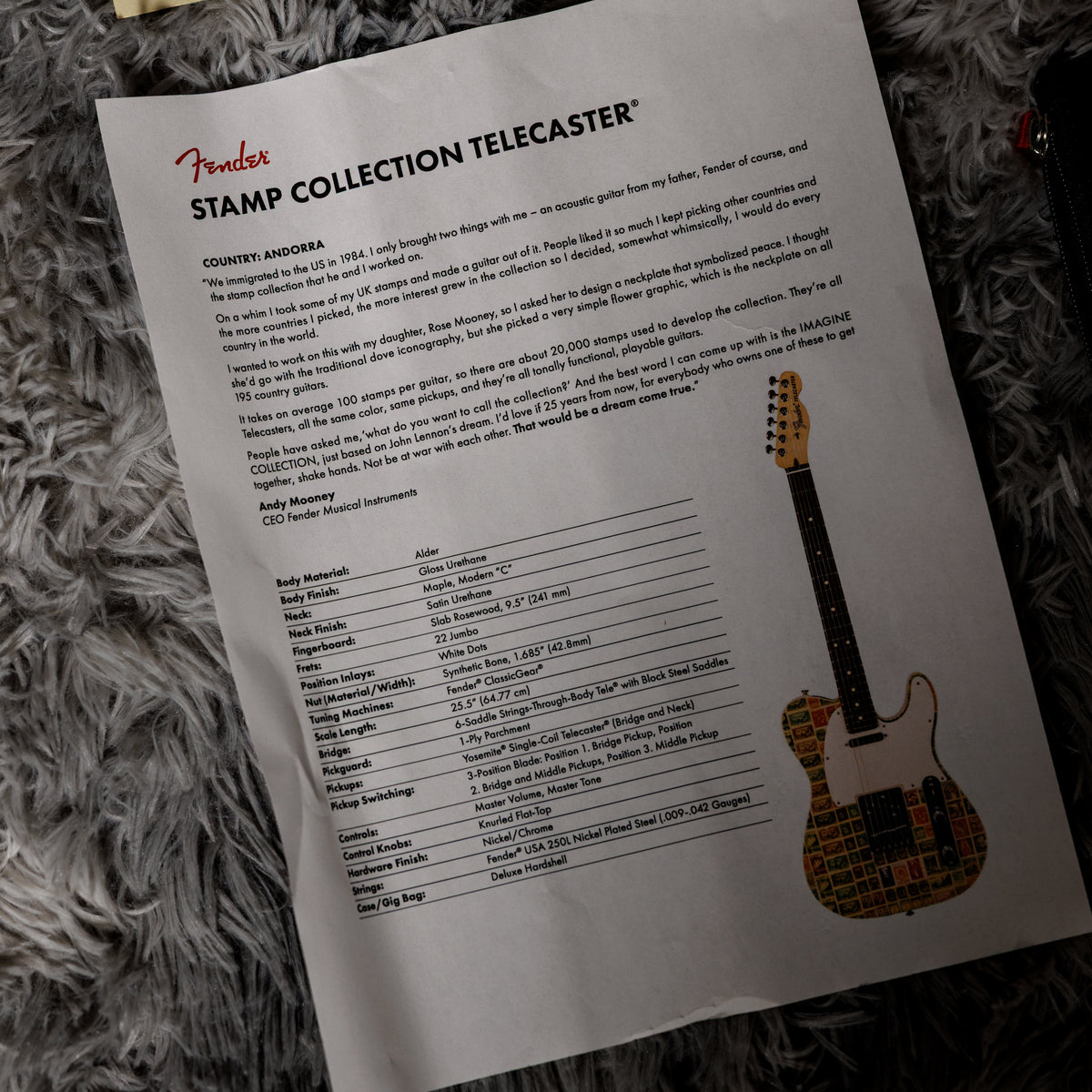 Fender Custom Shop Andy Mooney Telecaster 2021 - World Stamp Andorra