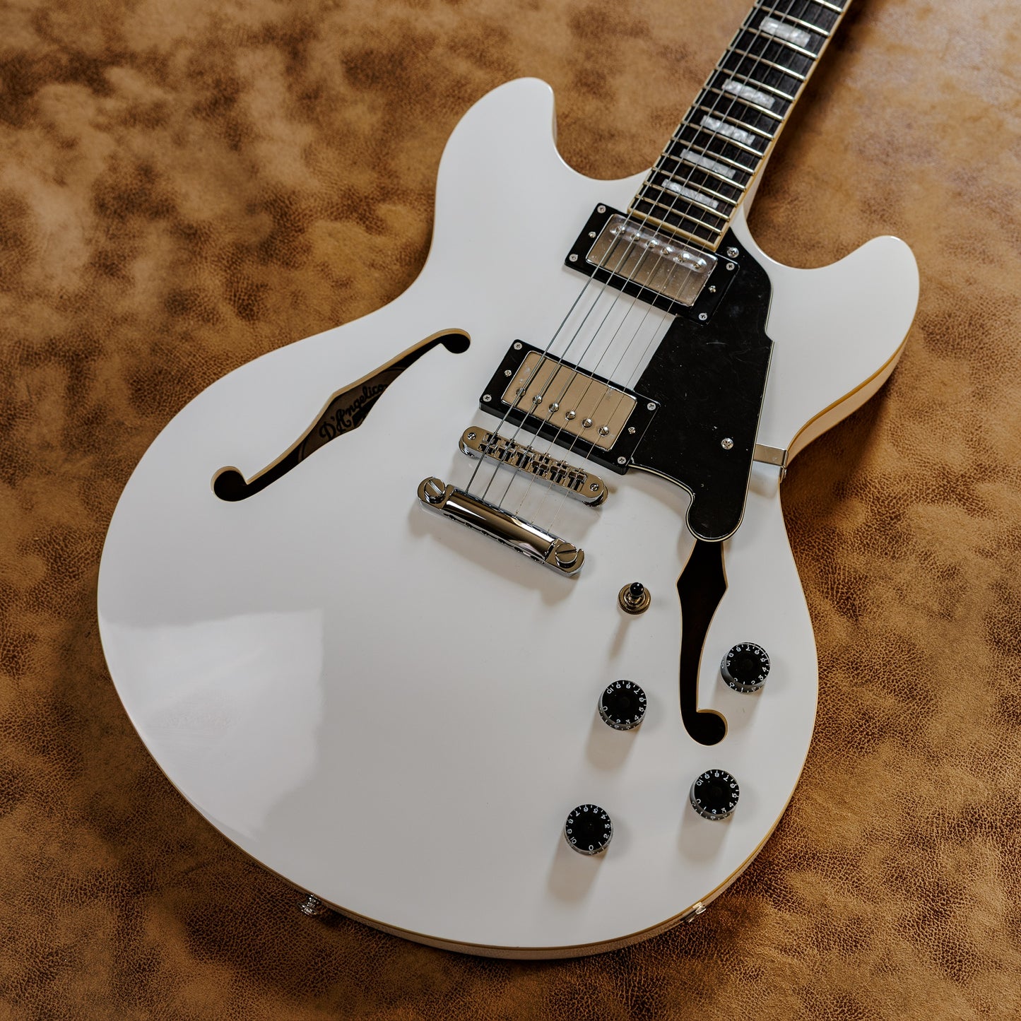 Minty D'Angelico Premier DC Semi-Hollow Double Cutaway with Stop-Bar Tailpiece 2010s - White