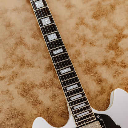 Minty D'Angelico Premier DC Semi-Hollow Double Cutaway with Stop-Bar Tailpiece 2010s - White