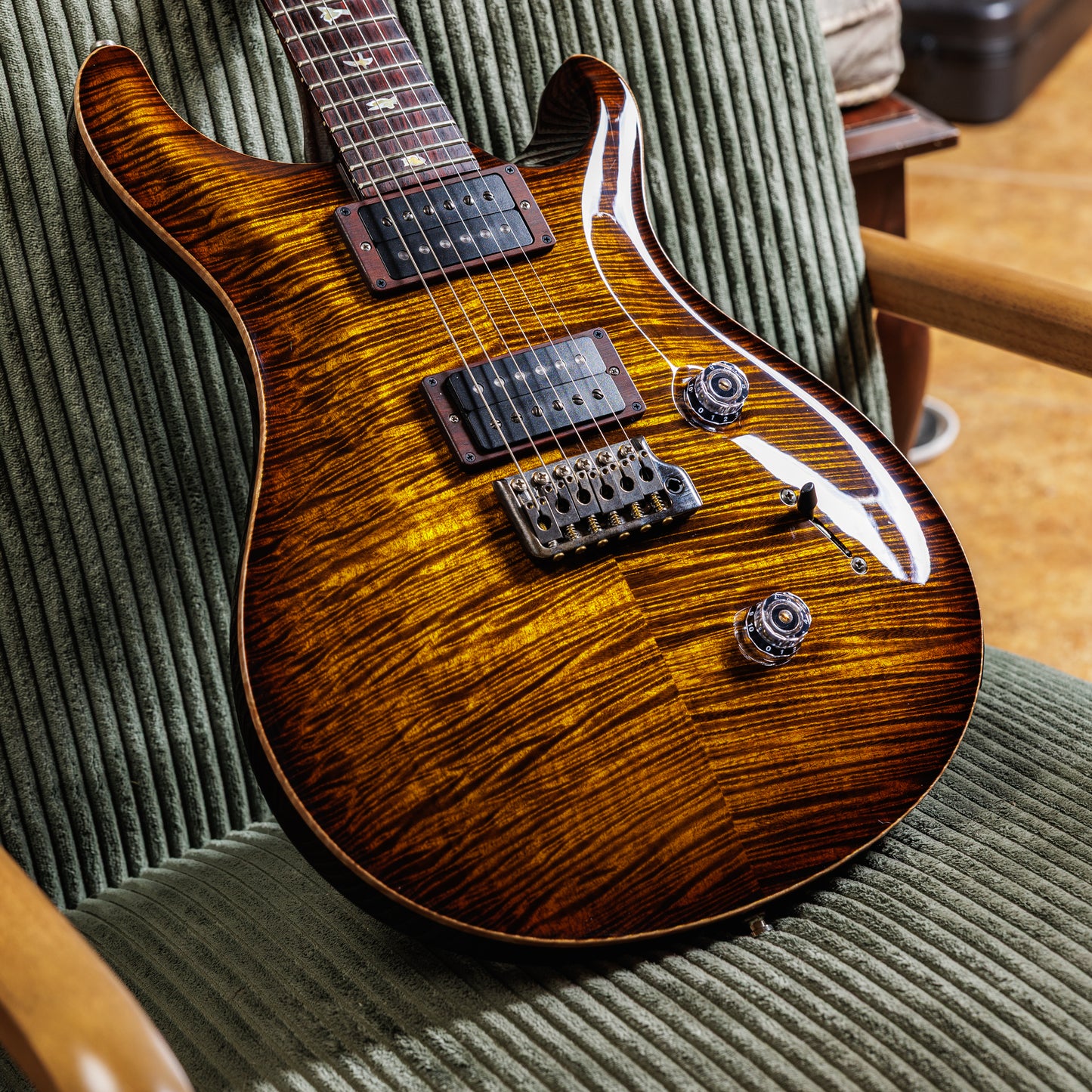 PRS Custom 24 Wood Library Black Gold Burst
