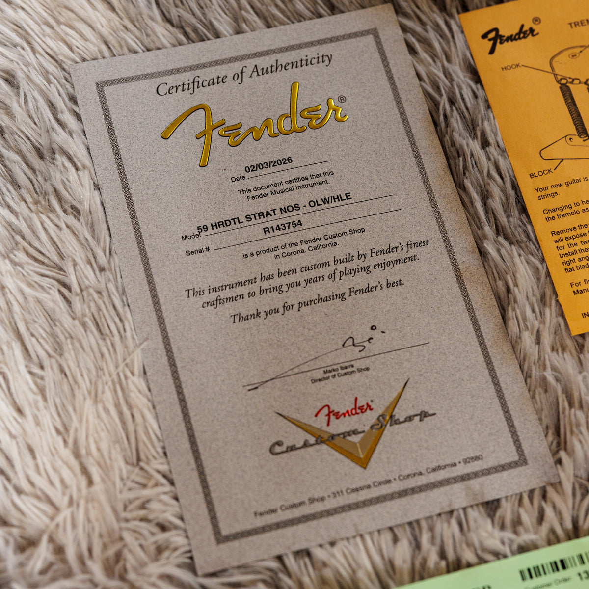 Fender Custom Shop 1959 Stratocaster NOS Olympic White / HLE Gold Lace Sensors