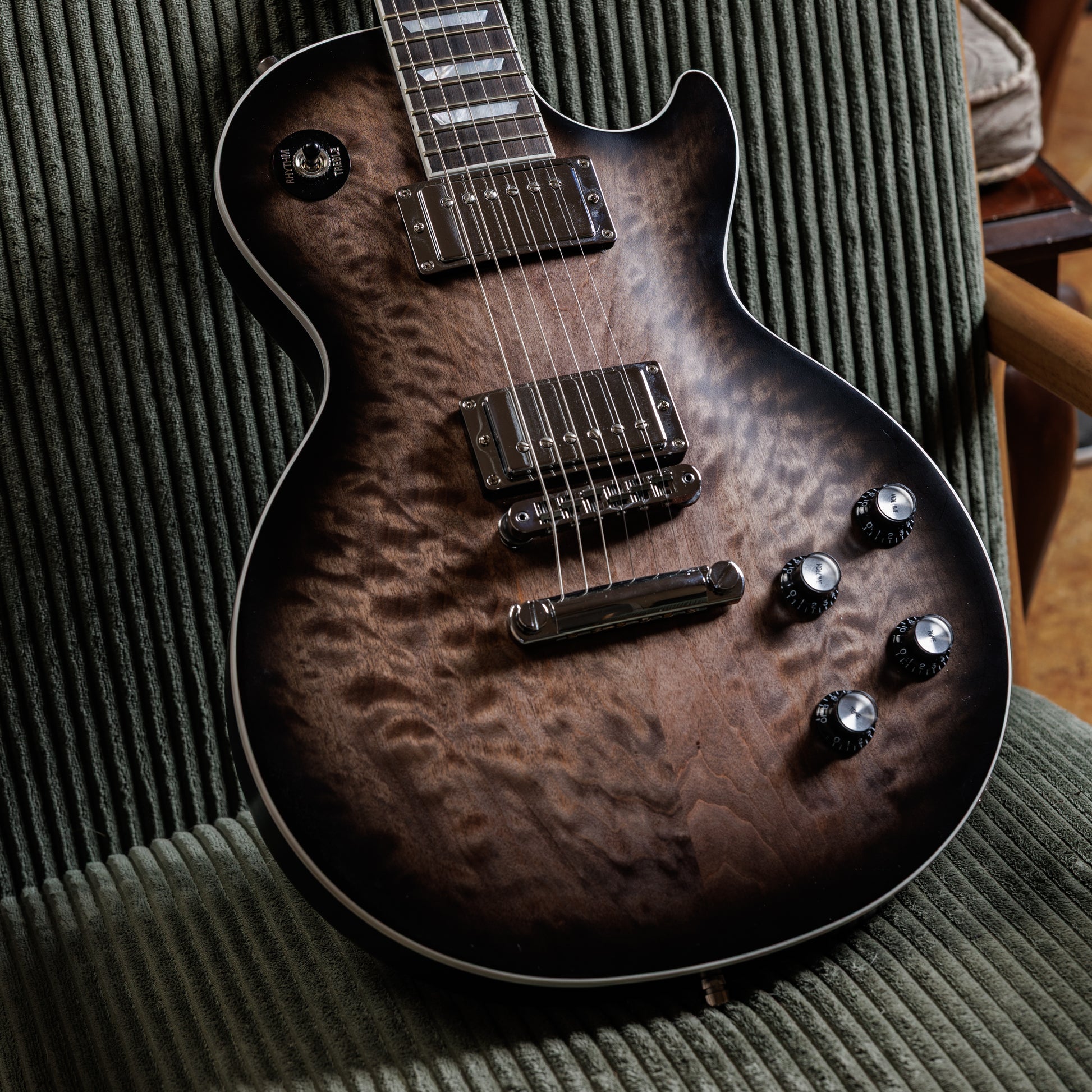 Gibson Mark Morton Signature Les Paul Modern Quilt 2026 - Translucent Ebony Burst Satin