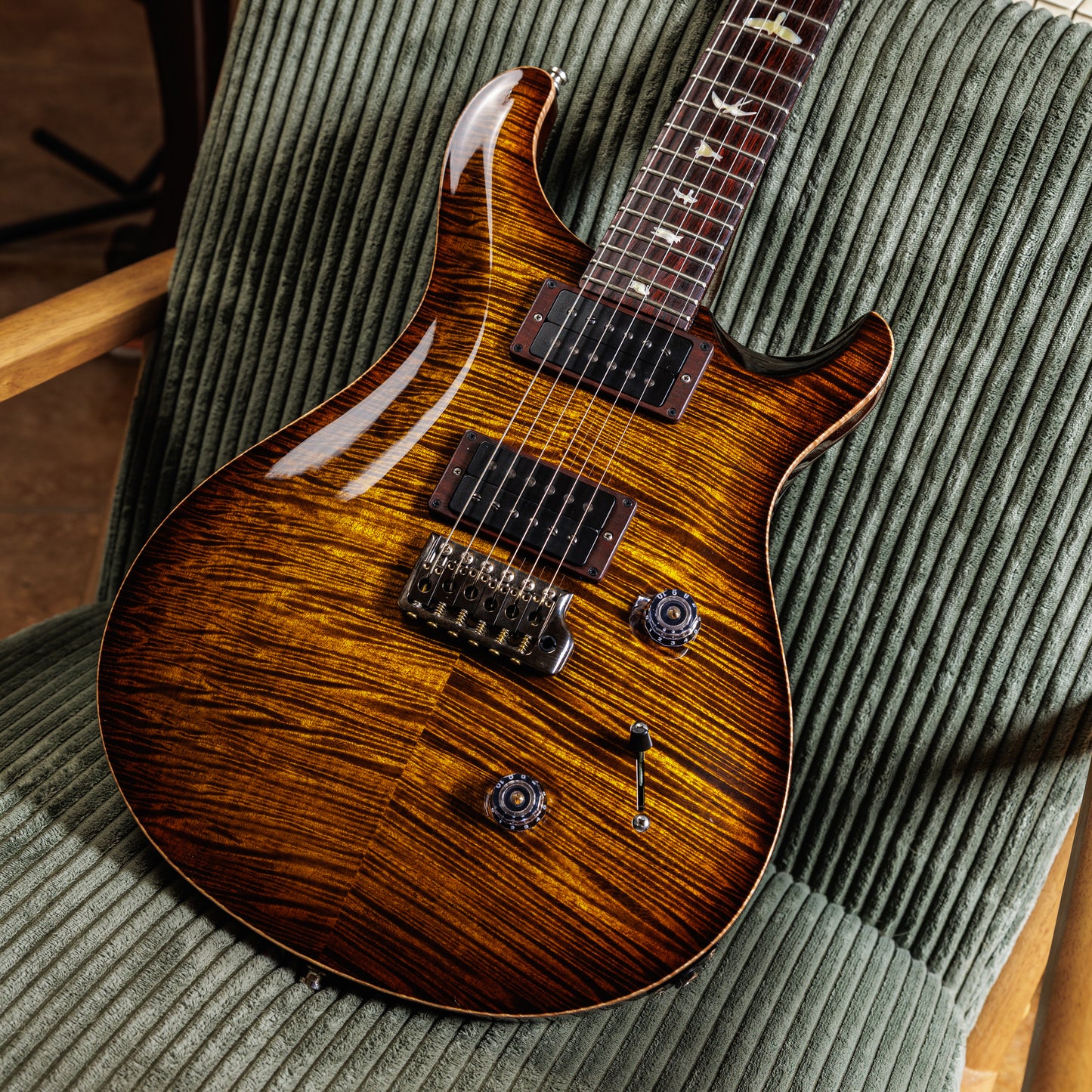 PRS Custom 24 Wood Library Black Gold Burst