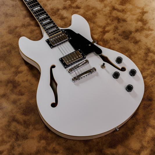 Minty D'Angelico Premier DC Semi-Hollow Double Cutaway with Stop-Bar Tailpiece 2010s - White