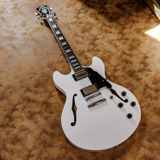 Minty D'Angelico Premier DC Semi-Hollow Double Cutaway with Stop-Bar Tailpiece 2010s - White