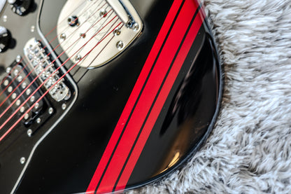 Fender Special Edition Blacktop Jazzmaster HH Stripe 2015-2016 - Black with Candy Apple Red Racing Stripe